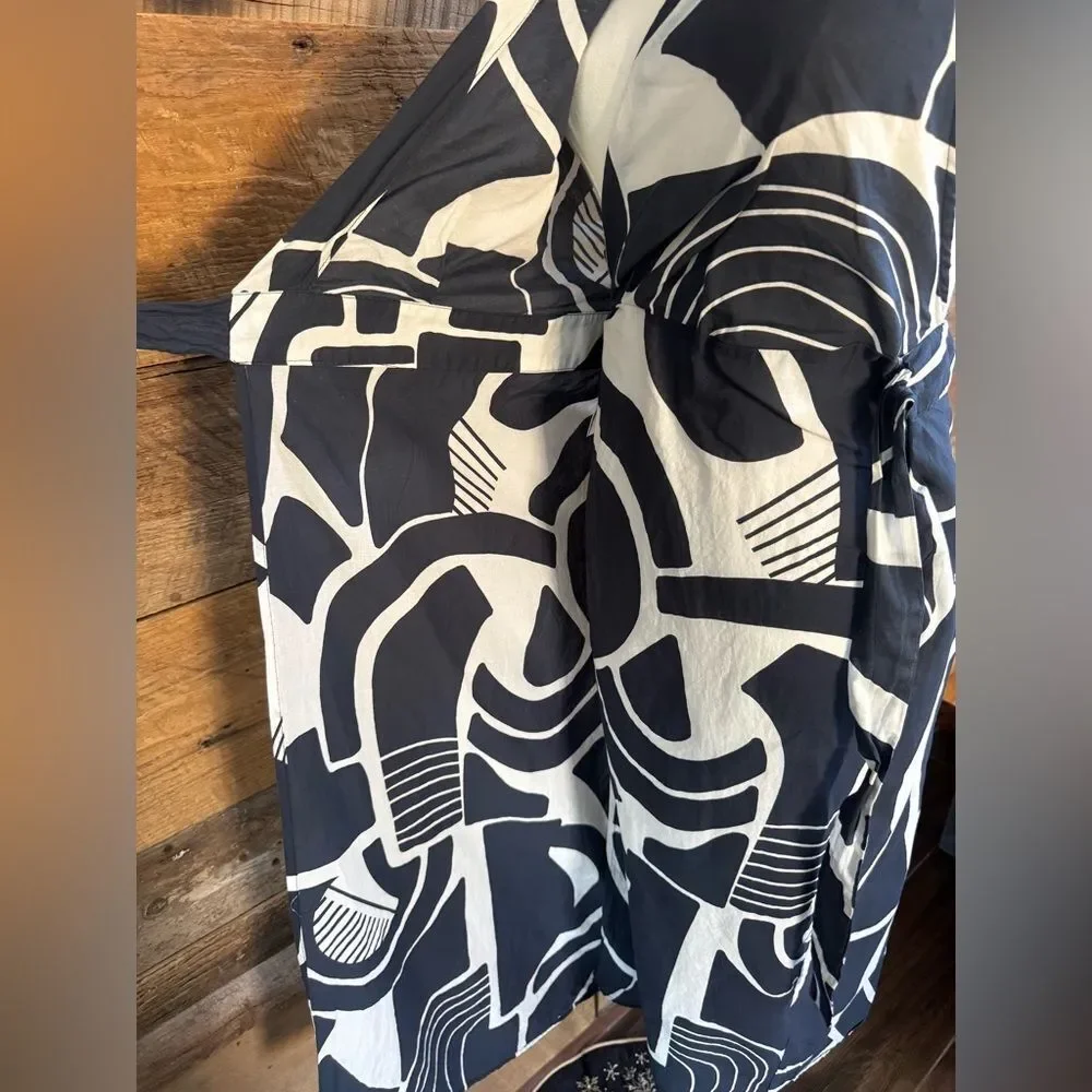 Zara The Nicole Abstract Geometric Print Halter Wrap Midi Dress Size Small NWOT